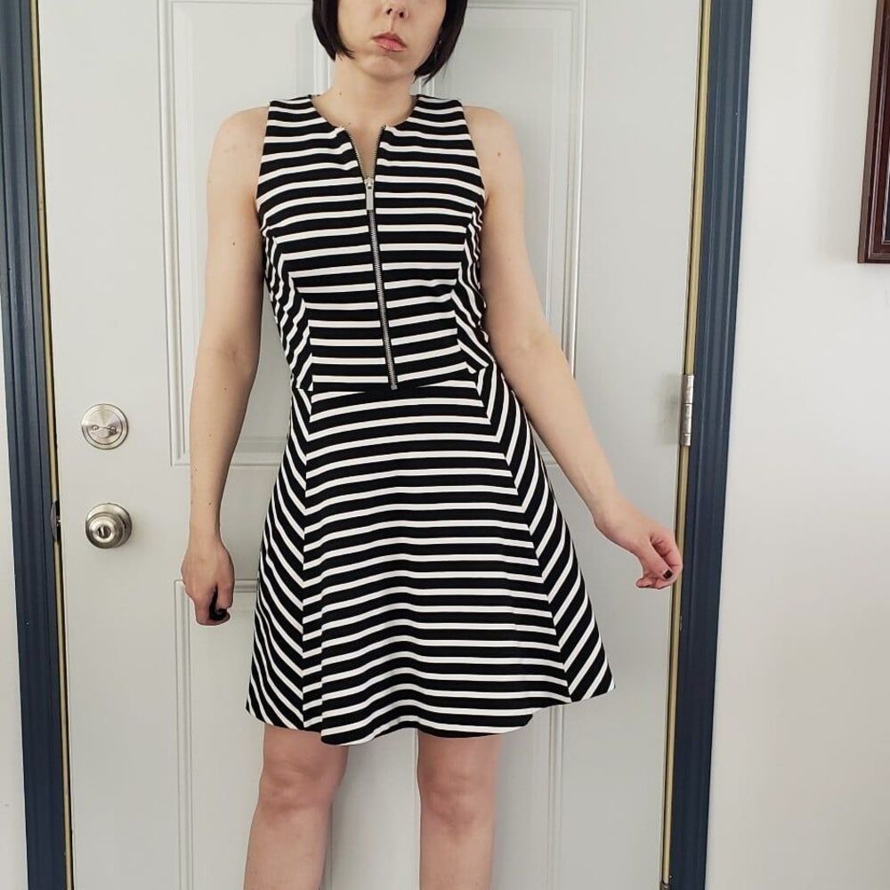 Michael Michael Kors Black and White Striped Dress‎